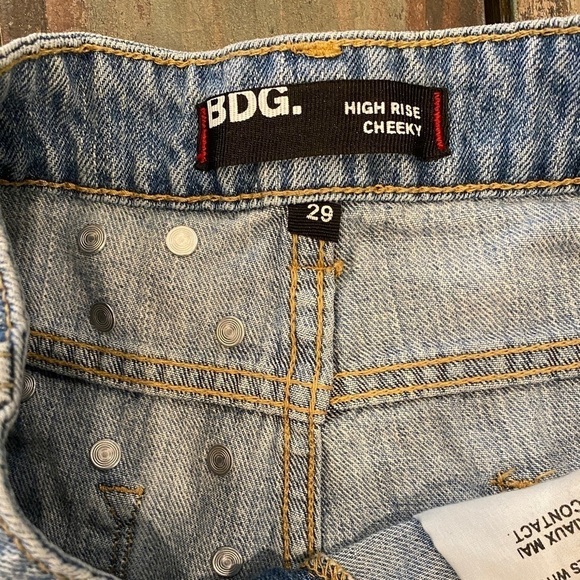 BDG High Rise Cheeky Cutoffs Denim Shorts Distressed With Silver Studs Sz 8 (29) - Picture 6 of 11